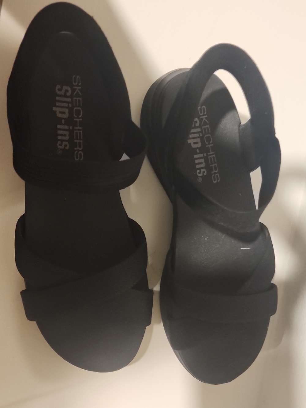 Skechers Women's Black Slip-On Strappy Sandals